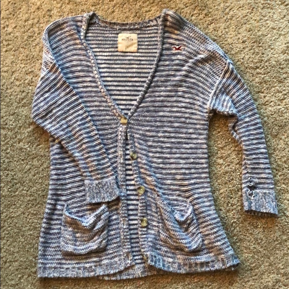 Hollister blues and white cardigan